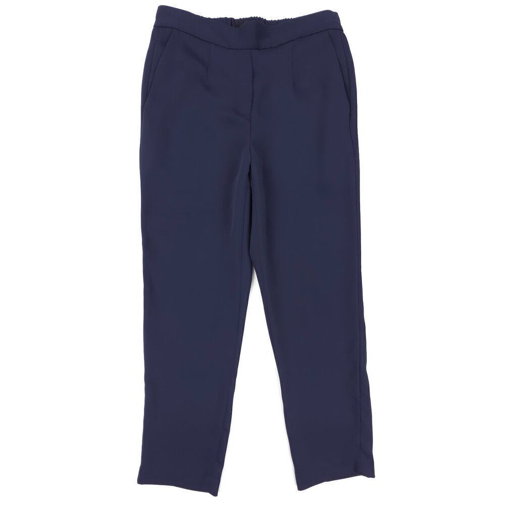 NEW Quince Stretch Crepe Pleated Ankle Pants Navy Old Money Quiet Luxury Minimal